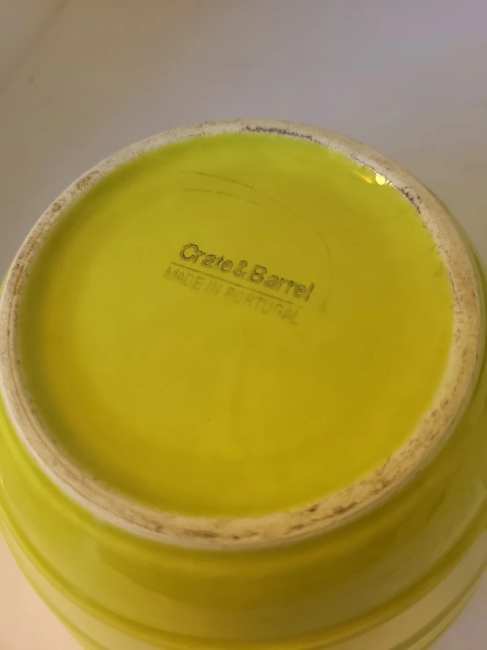 Crate&Barrel Lime Green Ceramic Mixing Bowl Medium 6